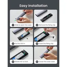 გარე მყარე დისკის ჩასადები UGREEN 10903 USB-C to M.2 NGFF 5G Enclosure A TO C Cable 50cm, 8 image