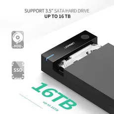 მყარი დისკის ქეისი UGREEN US222 (50422) USB 3.5 Inch HDD Enclosure SSD SATA USB 3.0 power Adapter, 5 image
