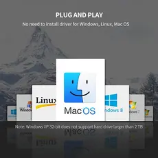 მყარი დისკის ქეისი UGREEN US222 (50422) USB 3.5 Inch HDD Enclosure SSD SATA USB 3.0 power Adapter, 7 image