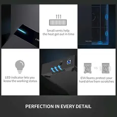 მყარი დისკის ქეისი UGREEN US222 (50422) USB 3.5 Inch HDD Enclosure SSD SATA USB 3.0 power Adapter, 9 image