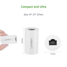 ქსელის კაბელის გადასაბმელი UGREEN NW116 (20391) RJ45 Ethernet adapter 8P8C Female anti-thunder Rj45 connector Network extension cable adapter Ethernet cable (White), 3 image