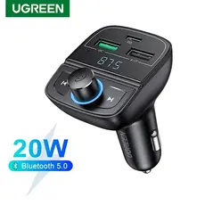 მობილურის დამტენი UGREEN CD229 (80910) Bluetooth Car Charger BT5.0, PD, QC3.0, USB Flash Drive, TF, Black, 4 image