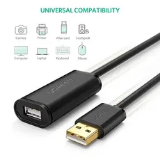 USB დამაგრძელებელი UGREEN (10321) USB Male to USB Female Active Extension Cable with Chipset 10m (Black), 5 image