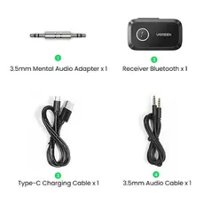 Bluetooth მიმღები UGREEN CM596 (90748), Bluetooth, AUX, Car Adapter, Black, 4 image