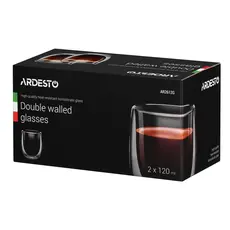 ამერიკანოს ჭიქა ARDESTO Double wall borosilicate glass mug set Ardesto, 120 ml, 2 pcs, 3 image