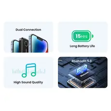 Bluetooth მიმღები UGREEN CM596 (90748), Bluetooth, AUX, Car Adapter, Black, 5 image