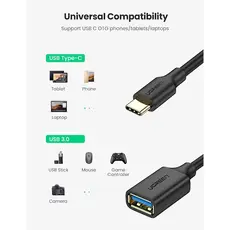 OTG კაბელი UGREEN 30701 USB-C Male to USB 3.0 Female OTG Cable Black USB 3.0 15 cm, 2 image