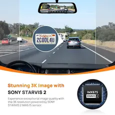 მანქანის ვიდეო რეგისტრატორი Xiaomi 70Mai S500 + RC13, 5MP, 3K, Built In WiFi, 138°, Rearview Dash Cam, Black, 3 image