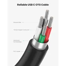 OTG კაბელი UGREEN 30701 USB-C Male to USB 3.0 Female OTG Cable Black USB 3.0 15 cm, 7 image