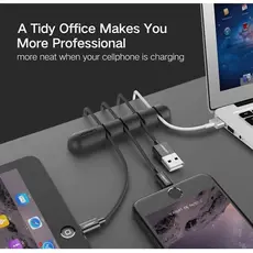 კაბელების მენეჯერი UGREEN LP114 (30762) Cable organizer 2 Pack silicone usb cable winder flexible cable control cable with clips holder for mouse headphones Black, 7 image