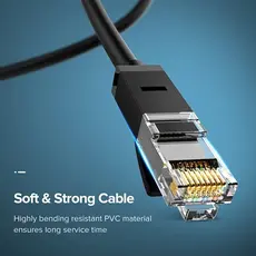 ქსელის კაბელი UGREEN NW102 (20160) Cat6 Patch Cord UTP Lan Cable 2m (Black), 9 image