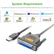 პრინტერის კაბელი UGREEN US167 (20224) USB to DB25 Parallel Printer Cable 2m, 3 image