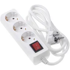 დამაგრძელებელი 2E 3XSchuko with switch, 3G*1.5mm, 1.5m, white