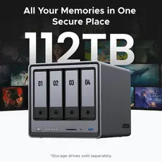 შენახვის სისტემა UGREEN NASync DXP4800 (25372B), Intel N100, 8GB, Diskless, RJ45, USB, Type-C, HDMI, Space Gray, 3 image