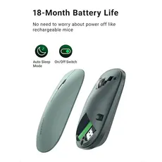 მაუსი UGREEN MU001 (90374) Wireless 2.4G Slim Silent Mouse, 4000DP, Green, 3 image