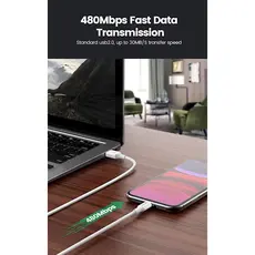 კაბელი UGREEN USB-A Male to Lightning Male Cable Nickel Plating ABS Shell 1m (Black), 4 image