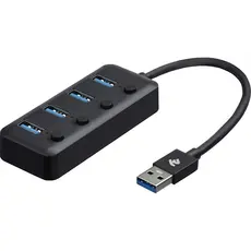 USB ჰაბი 2E Adepter USB-A to 4xUSB3.0 hub with switch, 0.25m