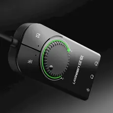 ხმის ბარათი UGREEN CM129 (40964) USB External Stereo Sound, card 3,5 mm mini jack with volume control Adapter 15cm (Black), 3 image