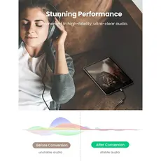 აუდიო ადაპტერი UGREEN USB-C to 3.5mm M/F Cable Aluminum Shell with Braided 10cm (Space Gray), 6 image