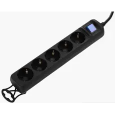 დენის დამაგრძელებელი 2E Power strip 5XSchuko with switch, 3G*1.5мм, 1.5m, black, 5 image