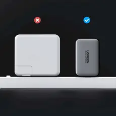 დამტენი UGREEN CD244 (10335), 65W, 2xUSB-C, Type-c, USB, Space Gray, 6 image