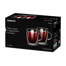 ლატეს ჭიქების ნაკრები  ARDESTO Double wall borosilicate glass mug set, 400 ml, 2 pcs, with handles, 3 image