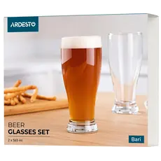 ლუდის ჭიქების ნაკრები Ardesto Beer glasses set Bari 565 ml, 2 pcs, glass, 3 image