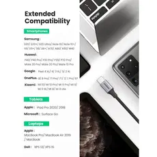 აუდიო ადაპტერი UGREEN USB-C to 3.5mm M/F Cable Aluminum Shell with Braided 10cm (Space Gray), 4 image