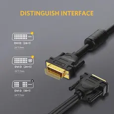 DVI კაბელი UGREEN DV101 (11604) DVI-D 24+1 Male to Male Dual Link Video Cable, 2m, Black, 3 image