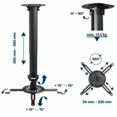 პროექტორის საკიდი Gembird CM-B-01 Adjustable Ceiling Mount For Projector/Beamer, 15 image