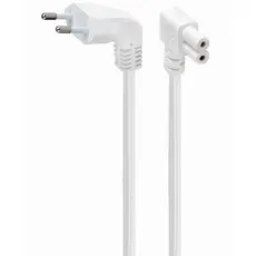 კაბელი GMB Power cord (C7) with angled connectors, VDE approved, 2.5 m, white (PC-184L-VDE-2.5M-W), 2 image