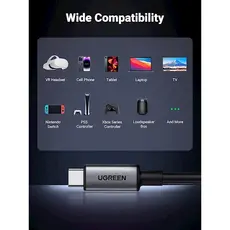 USB კაბელი UGREEN US551 (90629), Type-c to Type-c , USB-C To USB-C, 5m, Black, 3 image