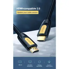 HDMI კაბელი UGREEN HD101 (10129) Round HDMI Cable 2m (Yellow/Black), 7 image