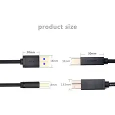 პრინტერის კაბელი UGREEN US210 (10372) USB-B 3.0 Type B to Type A Print Cable 2m (Black), 5 image