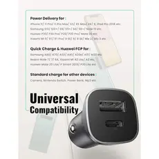 მანქანის USB დამტენი UGREEN CD130 (30780) Dual USB Car Charger 18W Type-C, 4 image