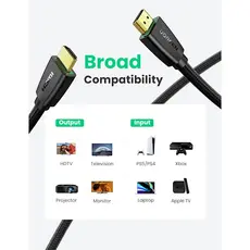HDMI კაბელი UGREEN HD118 (40411) High-End HDMI Cable with Nylon Braid 3m (Black), 7 image