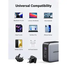 დამტენი UGREEN CD296 (90409), 65W, USB, USB-C, Gray, 4 image