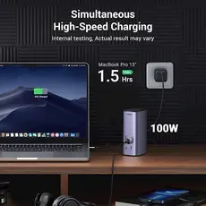 USB-C ჰაბი UGREEN CM555 (90325), Type-C Docking Station, HDMI, USB, Ethernet, SD/TF, 3.5mm, Gray, 4 image