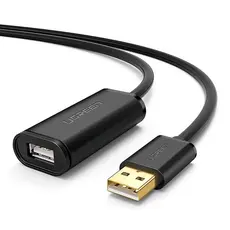 USB დამაგრძლებელი UGREEN US121 (10319) USB 2.0 Active Extension Cable with Chipset 5m (Black), 2 image