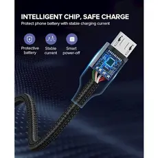 USB კაბელი UGREEN US290 (60147) USB 2.0 A to Micro USB Cable Nickel Plating Aluminum Braid 1.5m (Black), 8 image