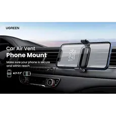 მობილურის დამჭერი Ugreen LP120 (10422), Air Vent Phone Holder, Gray, 7 image