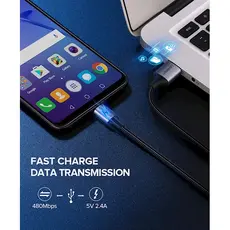 USB კაბელი UGREEN US290 (60147) USB 2.0 A to Micro USB Cable Nickel Plating Aluminum Braid 1.5m (Black), 7 image