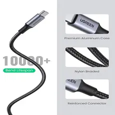 USB კაბელი UGREEN US316 (70428), Type-c to Type-c, USB-C To USB-C, 1.5m, Black, 5 image