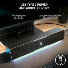 დინამიკი Razer Leviathan V2 X 7.1 USB-C/BT RGB, Black, 3 image