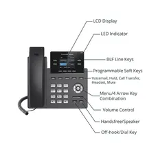IP ტელეფონი Grandstream GRP2612 Carrier-Grade IP Phones 2+2  line keys 2 SIP accounts 16 Digital BLF and Speed Dial keys HD, 4 image