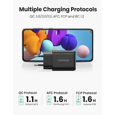 მობილურის დამტენი UGREEN 70273 Quick Charge 3.0 USB Charger EU Black, 3 image