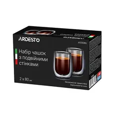 ჭიქები Ardesto Double wall borosilicate glass mug set 80 ml, 3 image