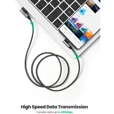 USB კაბელი UGREEN US176 (20856), 18W, USB-A to Type-C 90 Degree, 1m, Space Grey, 5 image