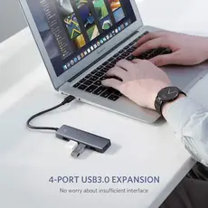 USB ჰაბი UGREEN CM219 (50985) UGREEN USB 3.0 4 Ports USB Hub Gray, 6 image