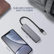 USB ჰაბი UGREEN CM219 (50985) UGREEN USB 3.0 4 Ports USB Hub Gray, 8 image